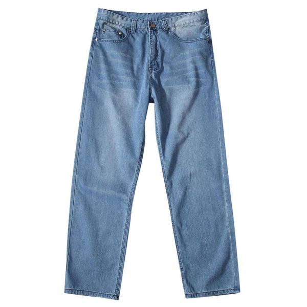 men's loose large size fat casual fashion hip hop street dance denim trousers #3l31, Blue
